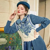 Vintage Flowers 2 Wearing Knitted Vest